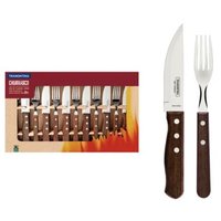 Jogo de Talheres para Churrasco em Aço Inox com Cabo de Madeira Jumbo Tramontina 12 Peças