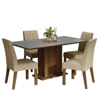 Conjunto Sala de Jantar Mesa Tampo de Madeira 4 Cadeiras Rustic/Cinza/Imperial Keila Madesa