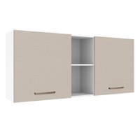 Armário de Cozinha Aéreo 150 cm 2 Portas e 2 Nichos Branco/Crema Agata Madesa