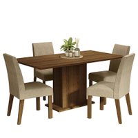 Conjunto Sala de Jantar Mesa Tampo de Madeira 4 Cadeiras Rustic/Imperial Keila Madesa