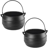 Conjunto 2 Cumbucas para Feijoada 1,2L em Ferro Fundido com Alça Panela Mineira Preta