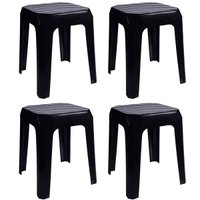 Conjunto 4 Banquinhos Plásticos 45cm Astra Banquetas Ecológicas Pretas