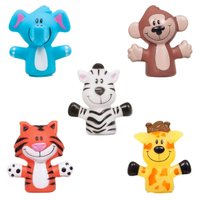 Conjunto 5 Dedoches de Animais Safari Divertidos Buba Coloridos