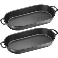 Conjunto 2 Assadeiras Beira Alta Grandes em Ferro Fundido 36x21cm com Alças Laterais Panela Mineira