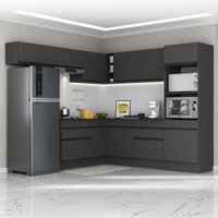 Armário de Cozinha Completa de Canto com Rodapé Veneza Multimóveis MP2105.895 Preto