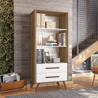 Estante Livreiro Qmovi Retro 2 Gavetas