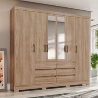 Guarda Roupa Henn Briz 6 Portas 6 Gavetas Com Espelho