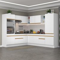 Cozinha Completa de Canto com Rodapé Veneza Multimóveis MP2081 com Armário e Balcão Branca