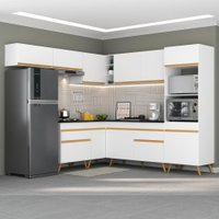 Cozinha Completa de Canto Veneza GW Multimóveis MP2070 com Armário e Balcão Branca