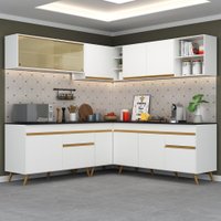 Cozinha Completa de Canto Veneza GW Multimóveis MP2061 com Armário e Balcão Branca