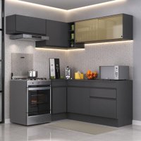 Armário de Cozinha Completa de Canto com Rodapé Veneza Multimóveis MP2094.895 Preto