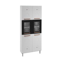 Paneleiro Duplo de Aço 80cm Regina Multimóveis Glass CR6133 Branco/Preto