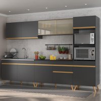 Cozinha Completa 5 peças com Armário e Balcão MP3750 Veneza GB Multimóveis Preta