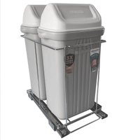 Lixeira Dupla Deslizante de Embutir Armário para Cozinha 10L Corrediça Tampa Basculante