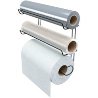 Suporte Rolos Porta Papel Toalha Alumínio PVC Plástico Filme de Parede Preto Stolf - 1407BLSTD