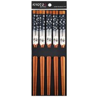 Kit 5 Pares Hashi Flor De Cerejeira Bambu Kyoto Yoi Palitos Japoneses Sushi Azul Marinho