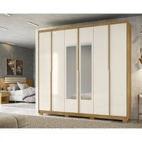 Guarda Roupa Danubio 6 Portas Com Espelho Moval Freijo/Off White - 986032