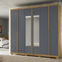 Guarda Roupa Danubio 6 Portas Com Espelho Moval Freijo/Cinza - 986032