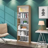 Estante Livreiro Multiuso Qmovi Carvalho Rustico/Branco - 1404.5