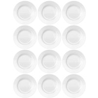 Jogo 12 Pratos de Sobremesa 19cm Opaline Menu Nadir Figueiredo em Vidro Temperado Branco