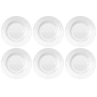 Jogo 6 Pratos de Sobremesa 19cm Opaline Menu Nadir Figueiredo em Vidro Temperado Branco