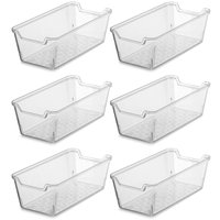 Conjunto 6 Caixas Plásticas 8,5x17cm UZ Transparentes Organizadora Empilhável Retangular