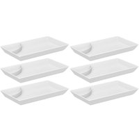 Kit 6 Pratos para Sushi com Porta Shoyu Uno Coza Travessas Brancas Retangulares em Polipropileno