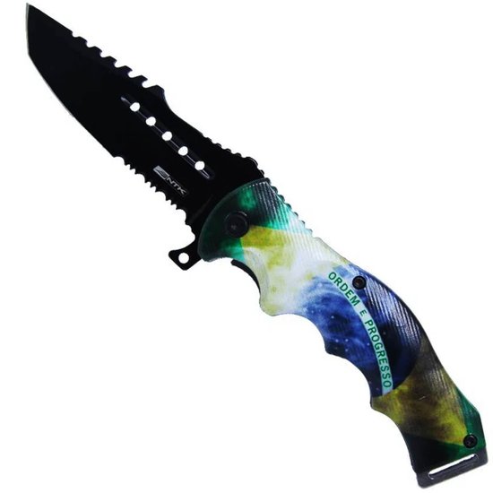 Canivete Tático Patriota Aço Inox 420 Fosfatizado Bandeira do Brasil NTK