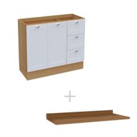 Balcão de Cozinha Ditália Denver Com Tampo CD-1014 Riviera/Branco