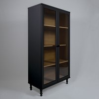Estante Para Livros 2 Portas Vidro Ditália E-957 Preto