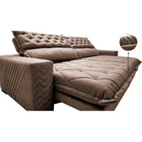 Sofá Retrátil e Reclinável 2,35m Molas Ensacadas Cama inBox Spazus com Bordado 3D Velusoft Castor