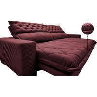 Sofá Retrátil e Reclinável 2,35m Molas Ensacadas Cama inBox Spazus com Bordado 3D Velusoft Vinho