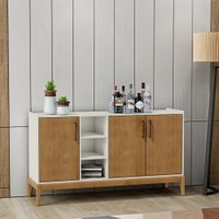 Balcão Milão 3 Portas Finestra Off White/Freijo - 2914BF