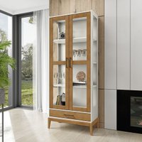 Cristaleira Milão Vitrine 2 Portas 1 Gaveta  Off White/Freijo - 2915BF Finestra
