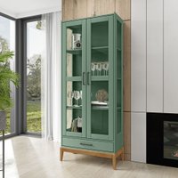 Cristaleira Milão Vitrine 2 Portas 1 Gaveta Finestra Verde/Freijo - 2915BF