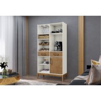 Cristaleira Adega Milão Com Porta E Gaveta Finestra Off White/Freijo - 2920BF