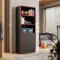 Armário Gamer 2 Prateleiras Qmovi Preto Fosco/Vermelho - 4095.37