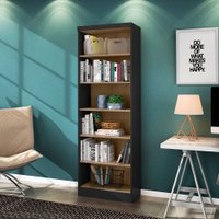 Estante Livreiro Multiuso  Preto Fosco/Carvalho - 1404.5 Qmovi