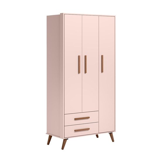 Guarda-Roupa / Roupeiro Encanto Retro 3 Portas  Rosa - 3830.91 Qmovi