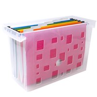 Caixa Arquivo Transparente Com 6 Pastas Suspensas Coloridas Dellocolor Organizador De Escritório - 328H0005