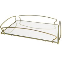 Bandeja Decorativa Espelhada 44,5x26,5cm Bandeja Dourada Retangular Duler 31539