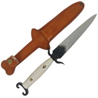 Punhal Tático Militar Adaga Pequena Artesanal Aço Cirúrgico 5' Cabo de Osso com Bainha de Couro 7908061760679