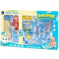 Kit Médico Pequenos Doutores com Luz e Som Interativo Fênix Brinquedos Azul 7896462008363