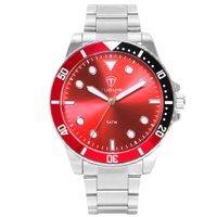 Relógio Masculino Tuguir Analógico TG157 - Prata e Vermelho