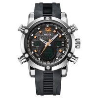 Relógio Masculino Weide AnaDigi WH5205 - Prata e Laranja