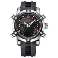 Relógio Masculino Weide AnaDigi WH5205 - Prata e Vermelho