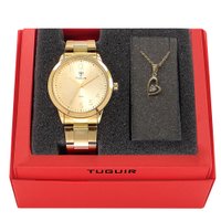 Kit Relógio Feminino Tuguir Analógico TG116 - Dourado com Brinde