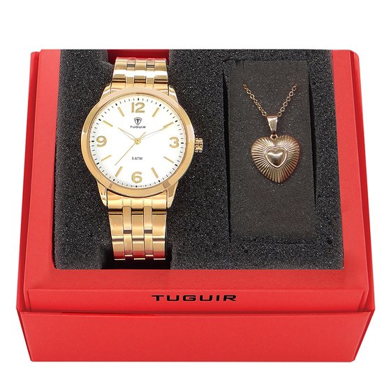Kit Relógio Feminino Tuguir Analógico W2125 - Dourado com Brinde