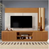 Home Valência Ripado C/Led Cascata 2 Portas TV 75" Mavaular Nature/Off