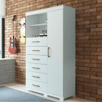 Cômoda Multiuso 1 Porta 6 Gavetas com Pés Marabá Santos Andirá Branco - Marabá